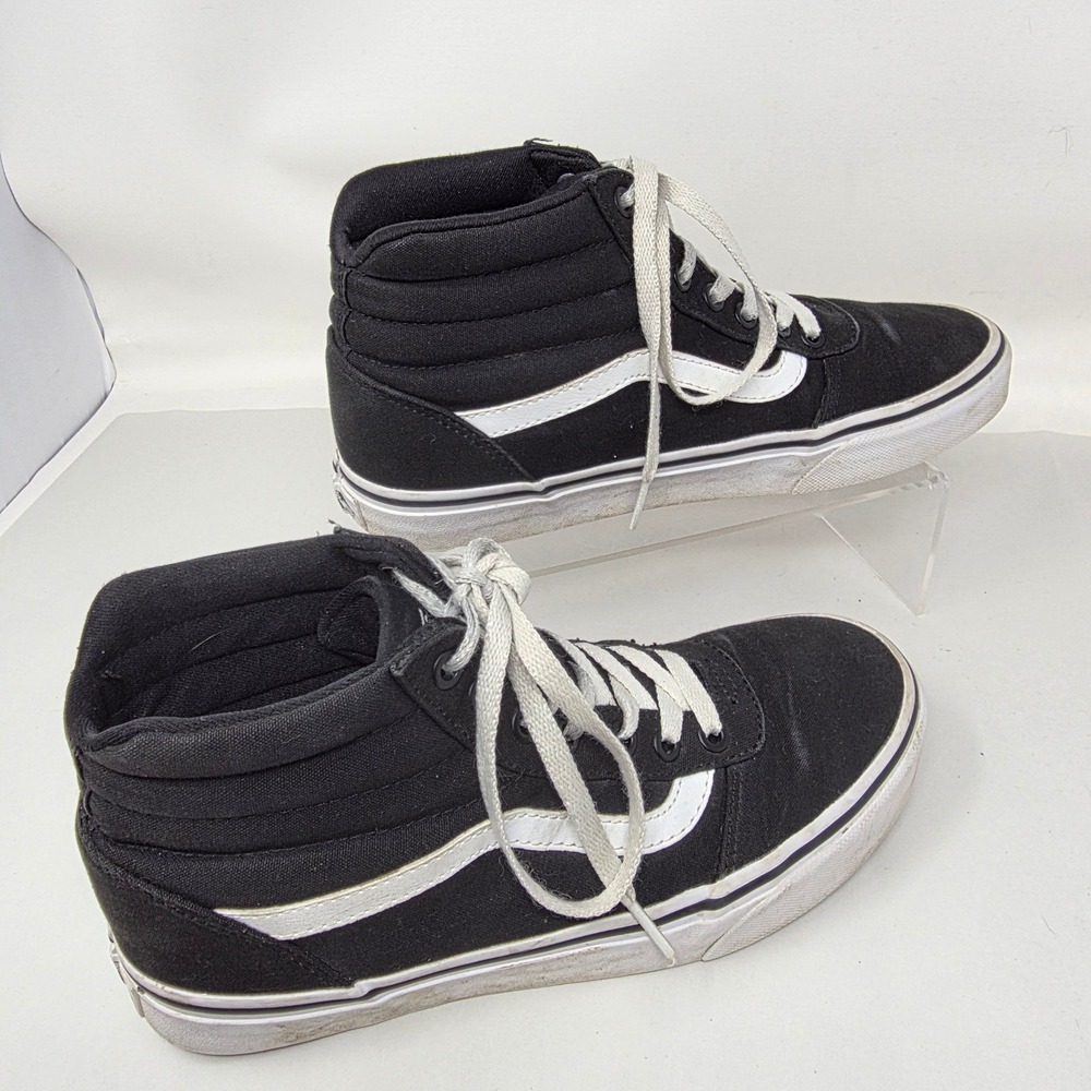 Vans Ward Hi Womens 8.5 High Top Skate Shoes Black White Canvas Good